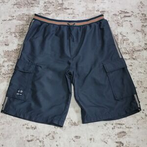 Vtg OTB Off The Bench Cargo Board Shorts Mens L Navy Blue Orange Y2K Gorpcore